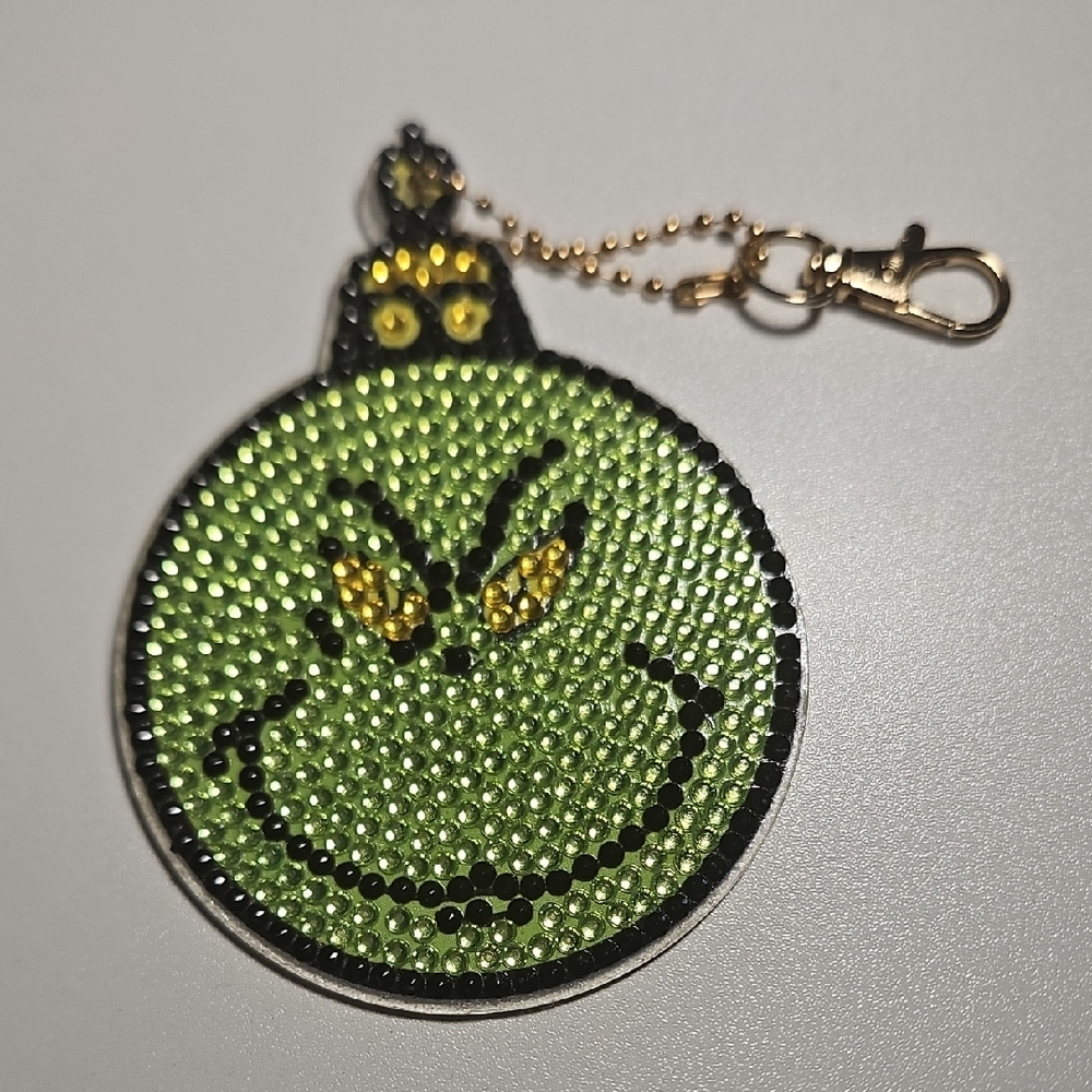 Green Grinch Keychain Diamond Art Style